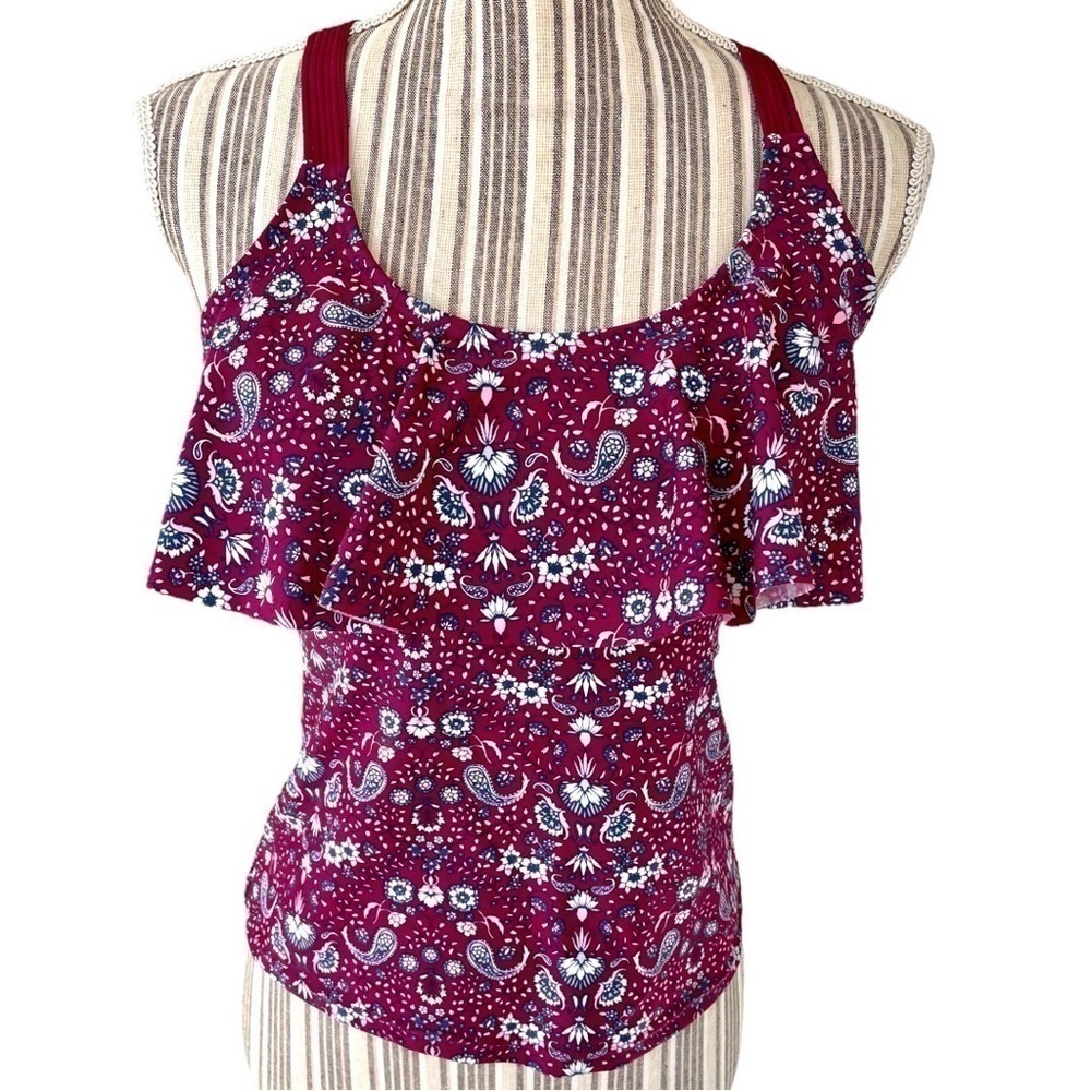 ARIZONA Jean Co tankini top,size M,shelf bra w/removable light padding, EUC
